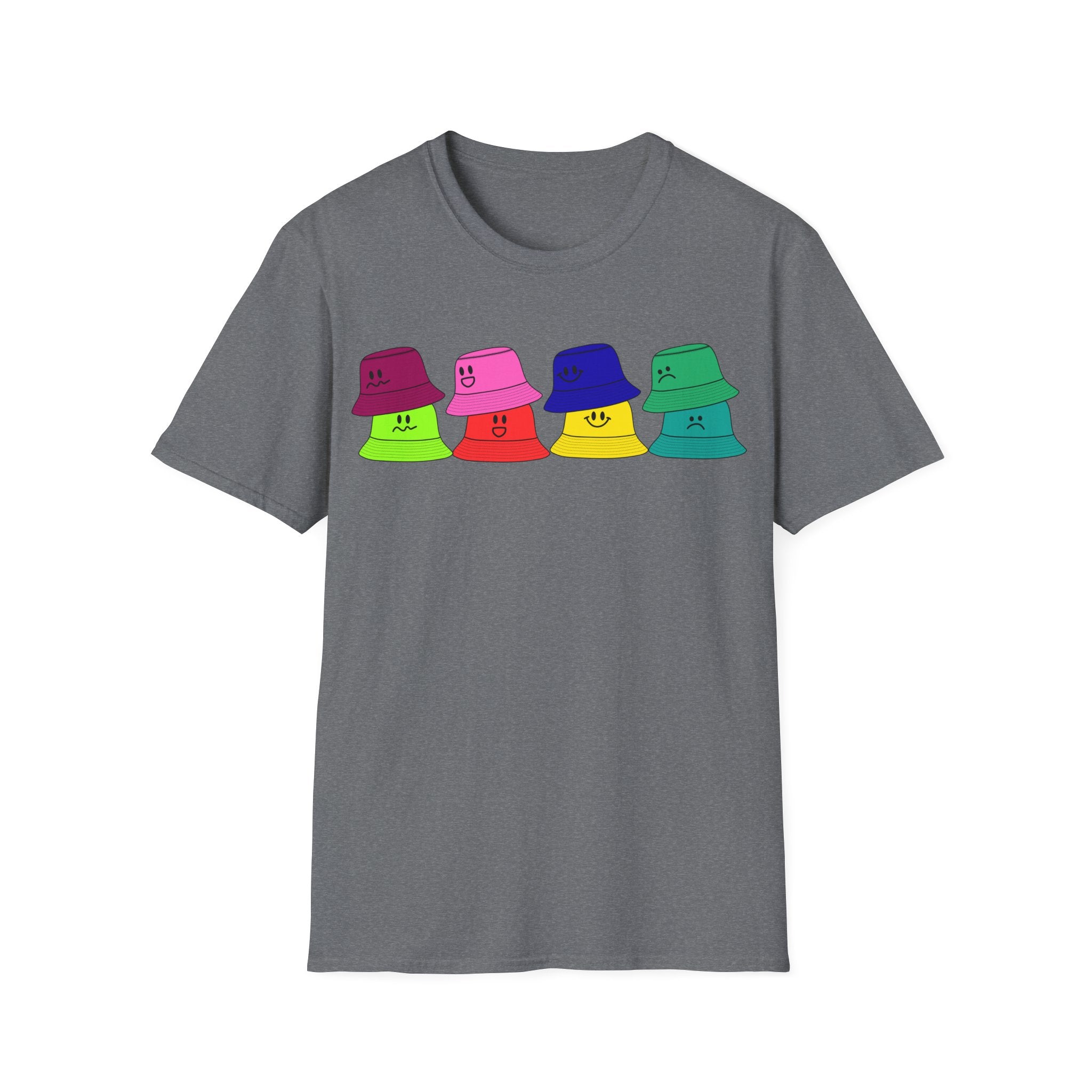 Bucket Hat  T-Shirt — Colorful Smiley Hats