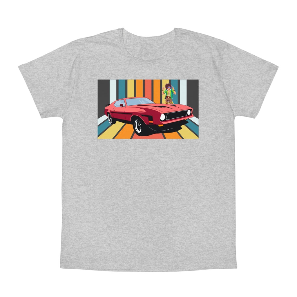 Retro Muscle Car T-Shirt — Vintage 70s Sunset Racing Graphic
