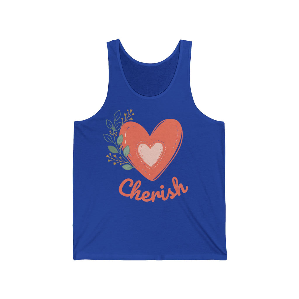 Cherish Heart Tank Top — Floral Love Graphic Jersey Tank