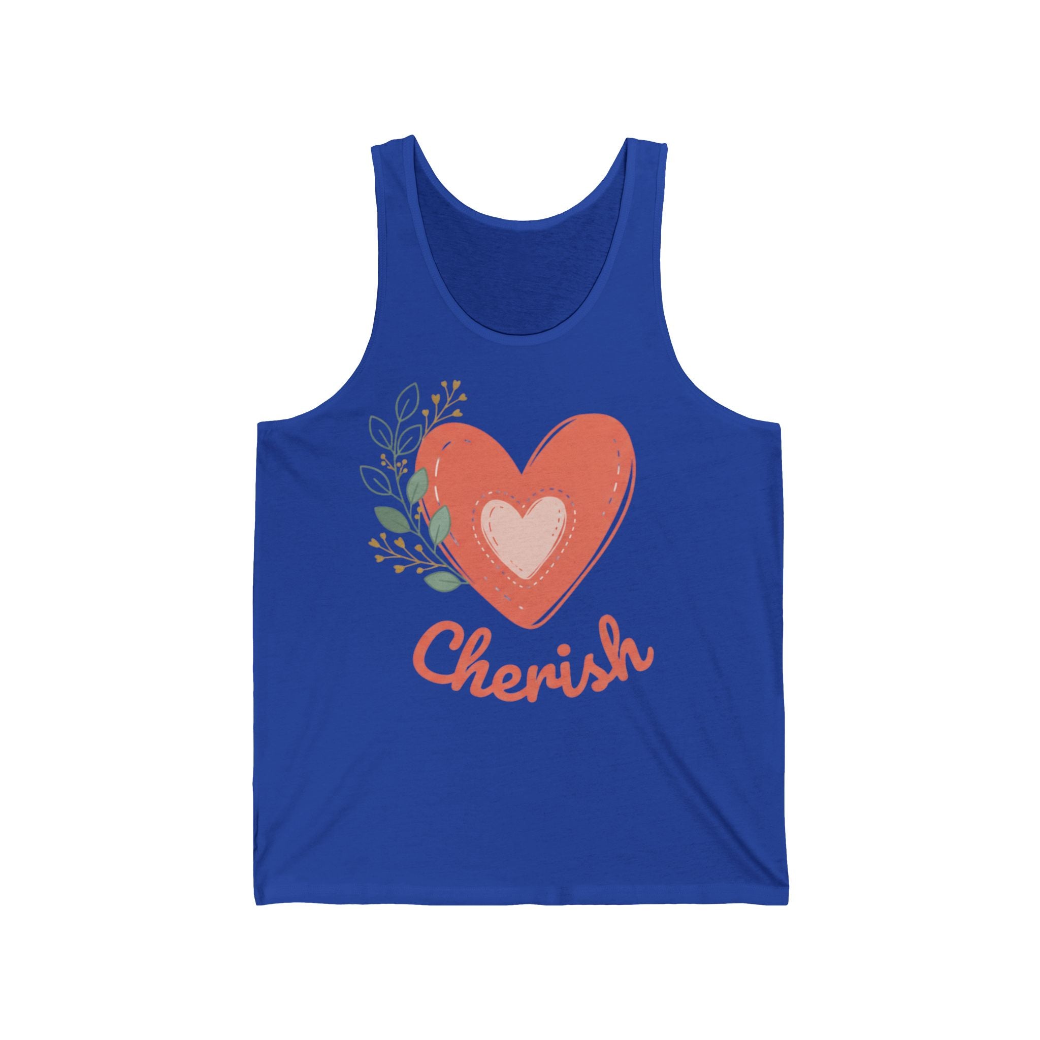 Cherish Heart Tank Top — Floral Love Graphic Jersey Tank