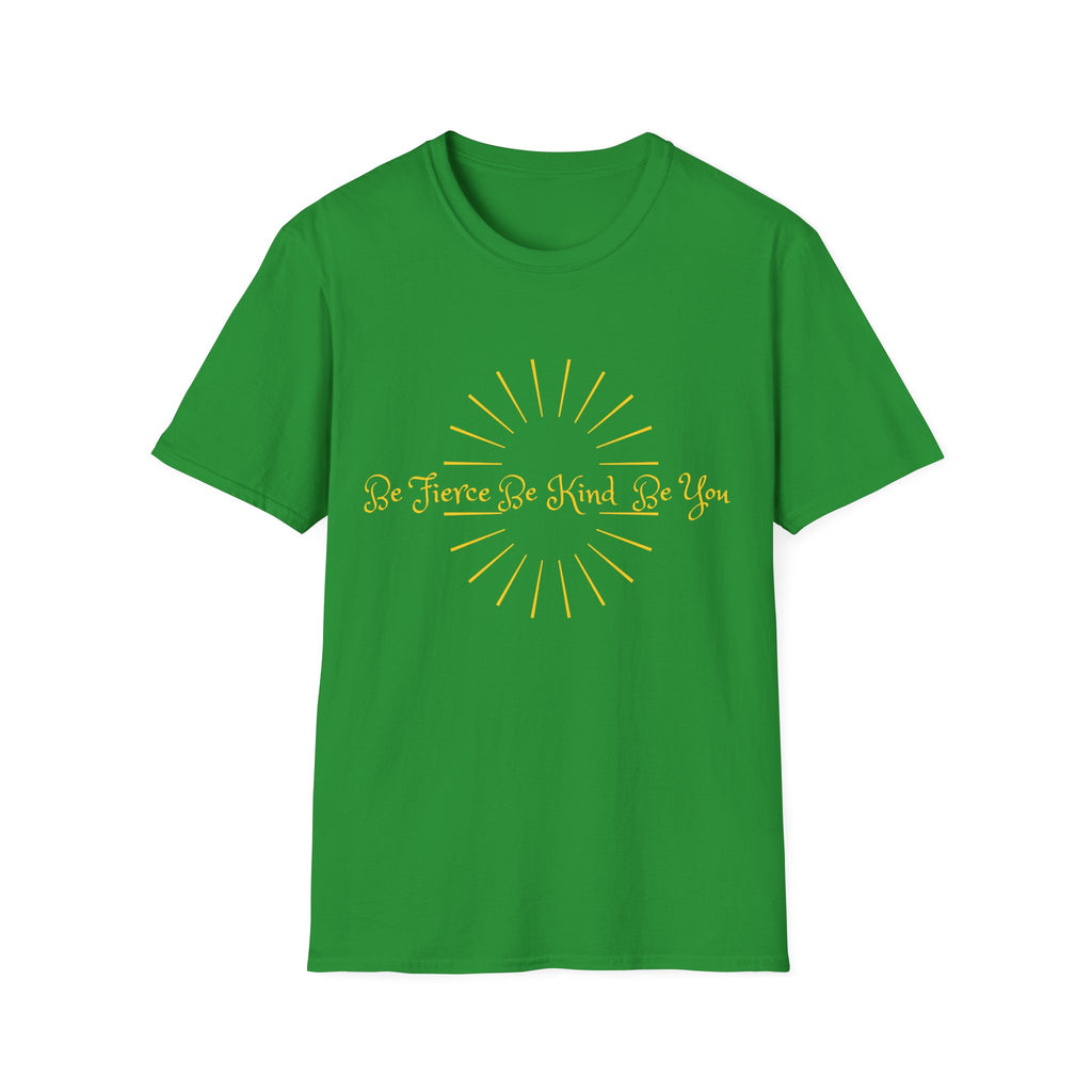 T-Shirt — 'Be Fierce Be Kind Be You' Gold Sun Graphic Tee