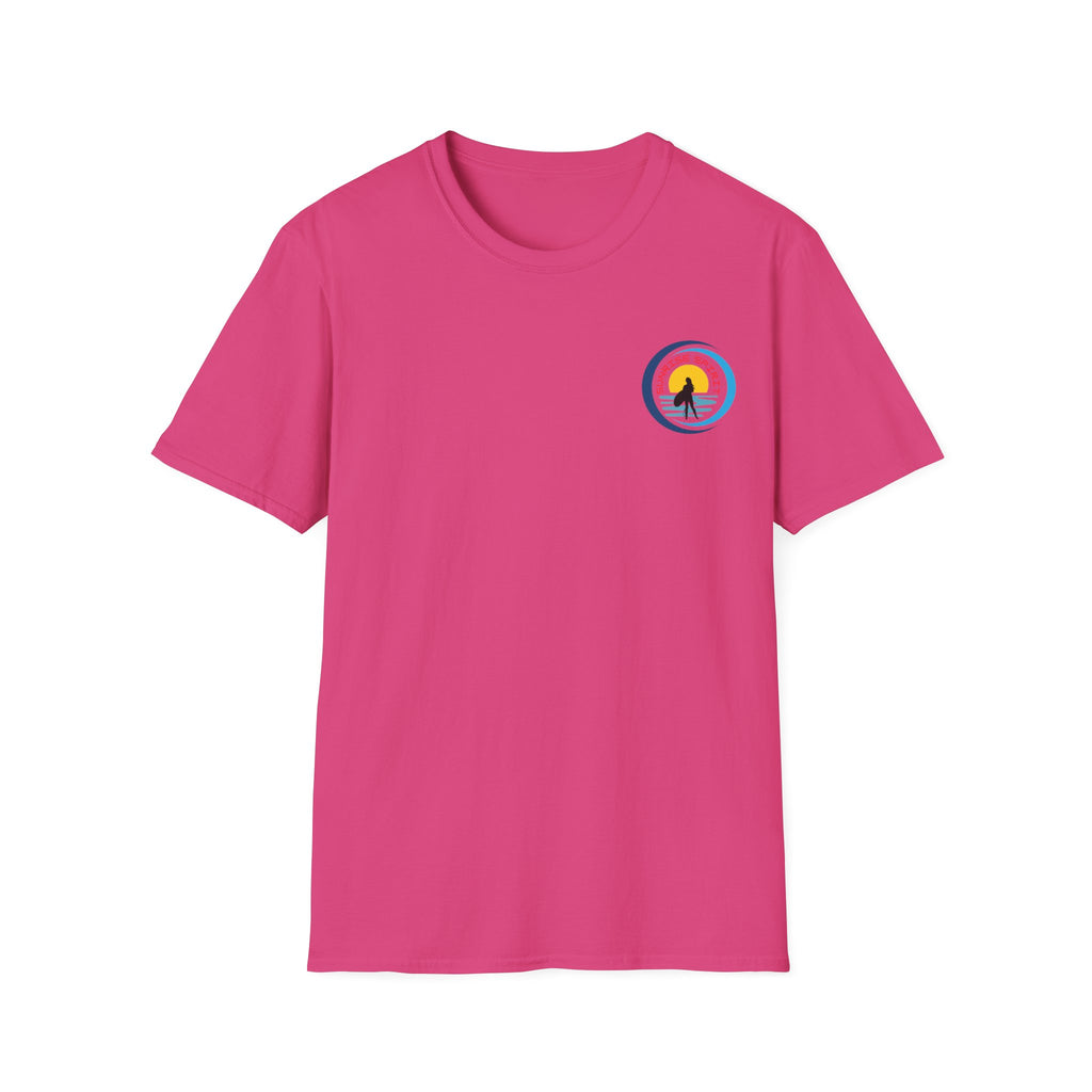 Sunset Surfing Women T-Shirt — Female Surfer Looking Into Sunset