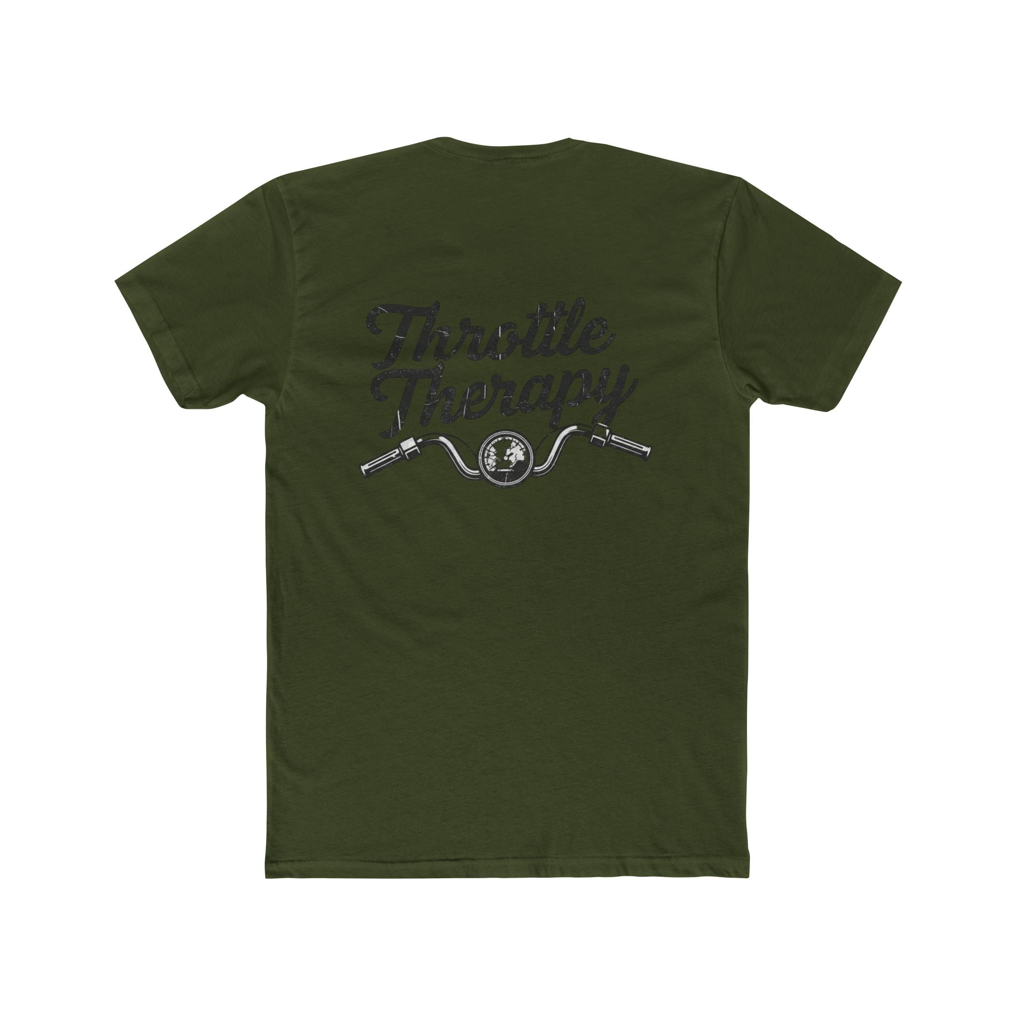 Throttle Therapy T-Shirt — Motorcycle Rider Tee with Handlebars Design