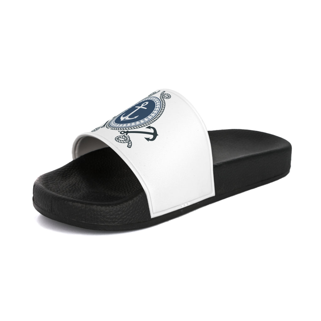 Nautical Anchor Slide Sandals — Men's Coastal Beach Pool Slides