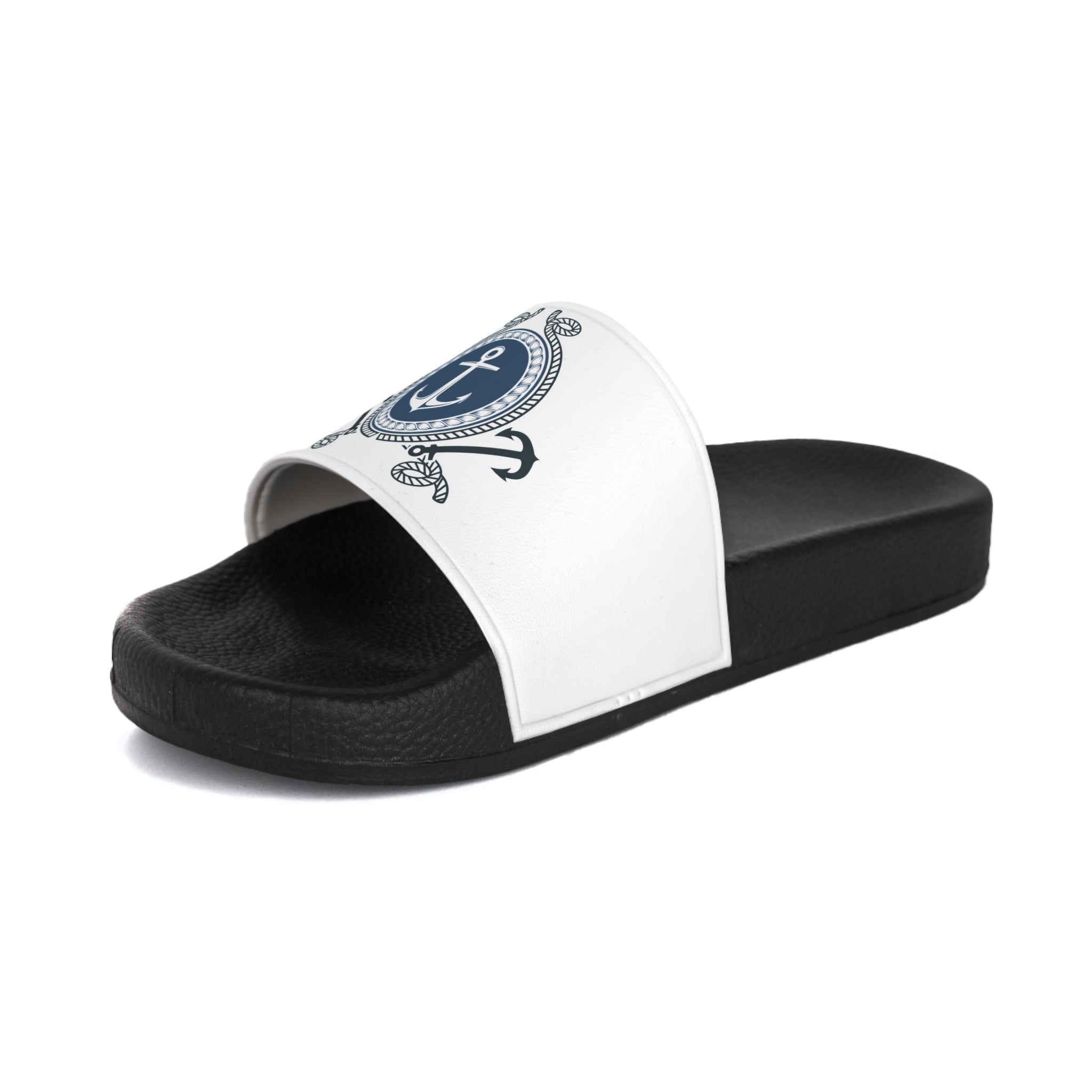 Nautical Anchor Slide Sandals — Men's Coastal Beach Pool Slides