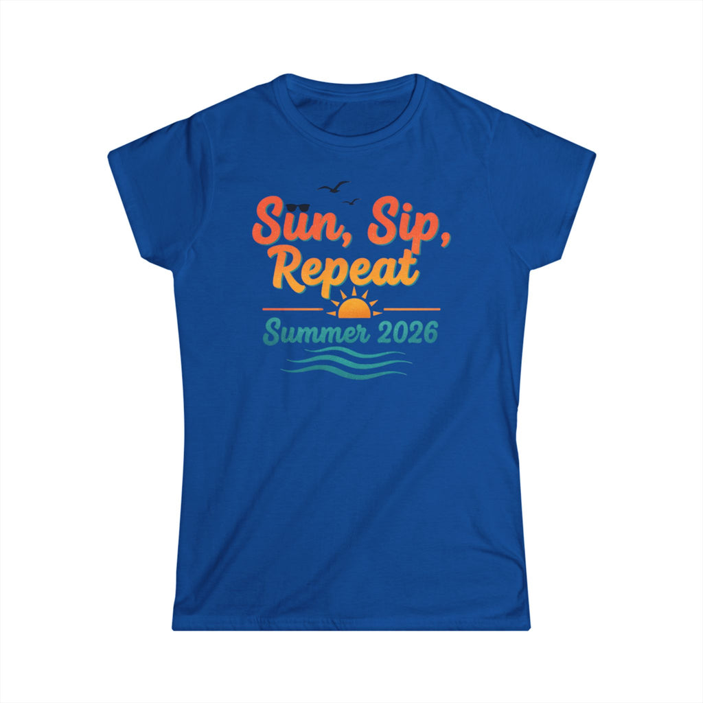 Sun, Sip, Repeat Summer 2026 Tee — Women's Casual Summer T-Shirt