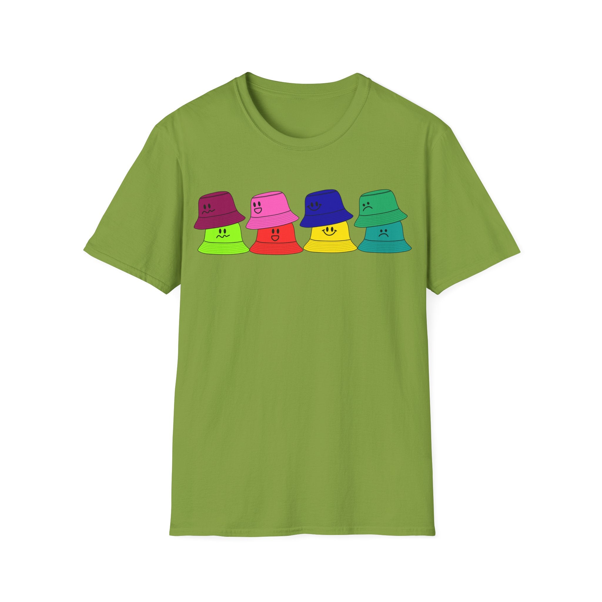 Bucket Hat  T-Shirt — Colorful Smiley Hats