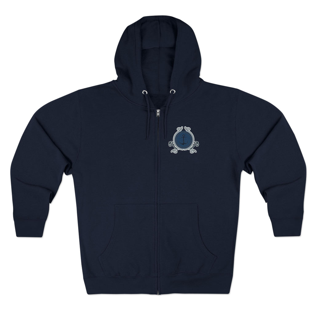 Nautical Anchor Zip Hoodie – Vintage Maritime Navy Crest