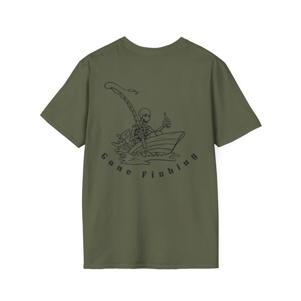 Skeleton Fishing Drunk in a Boat T-Shirt
