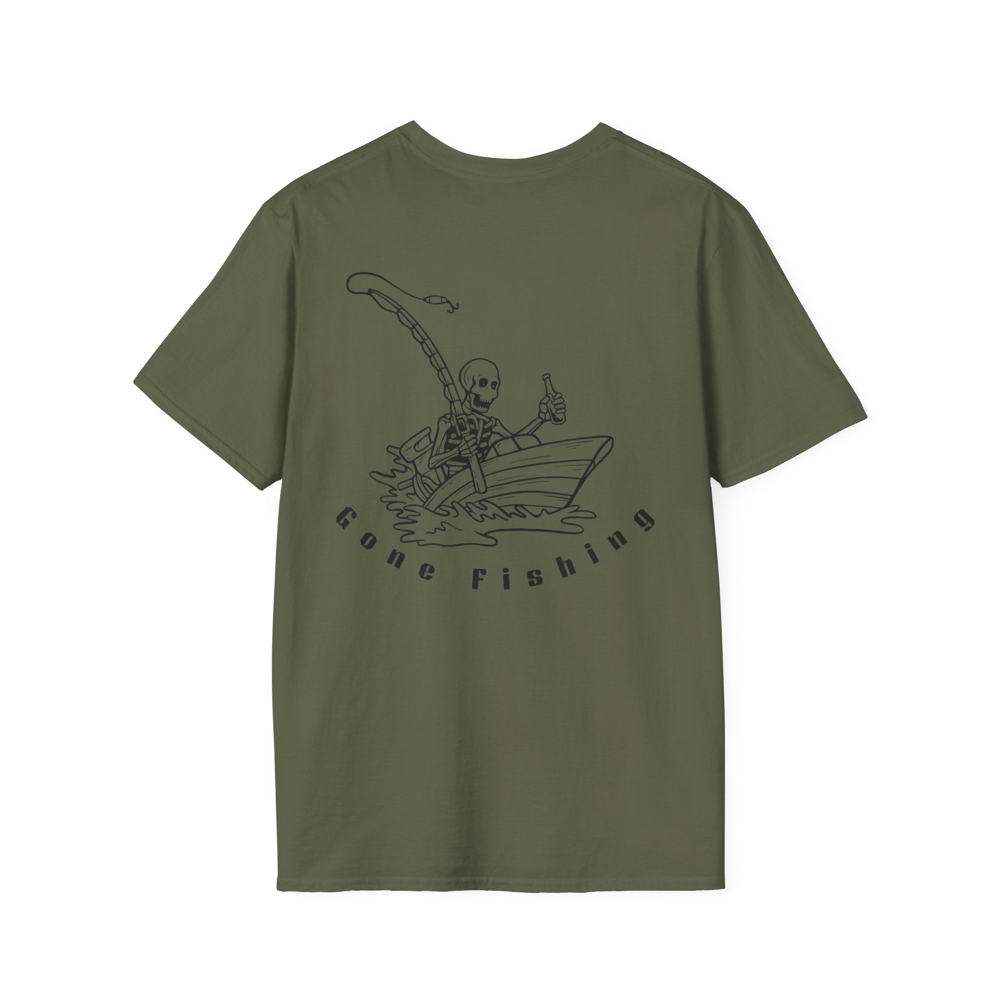 Skeleton Fishing Drunk in a Boat T-Shirt