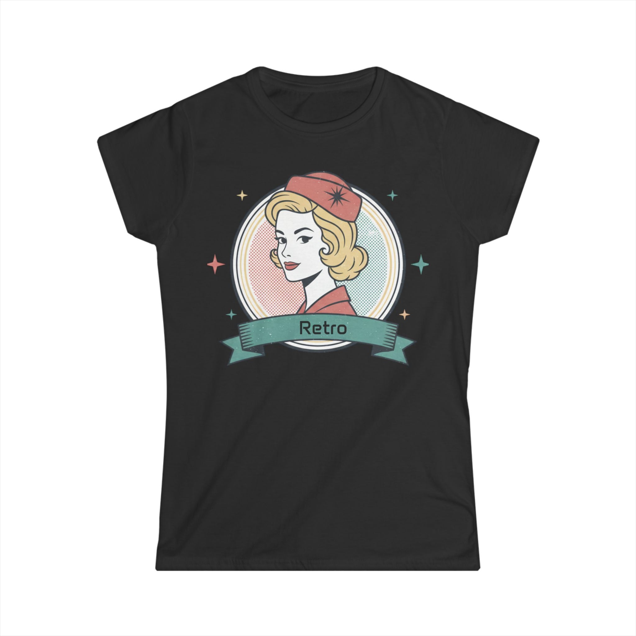 Retro Pin-Up Women's Tee — 'Retro' Ribbon Badge