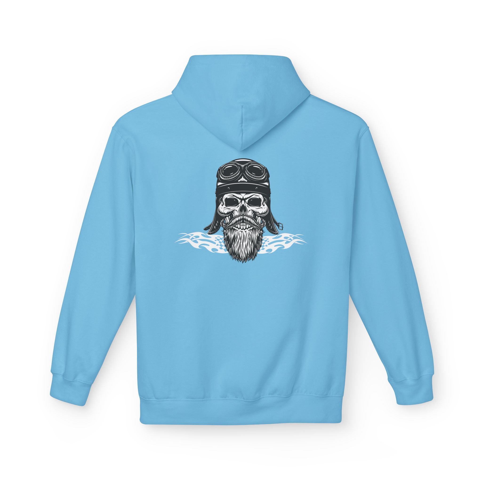 Aviator Skull Hoodie — Vintage Pilot Skull with Goggles & Beard Back