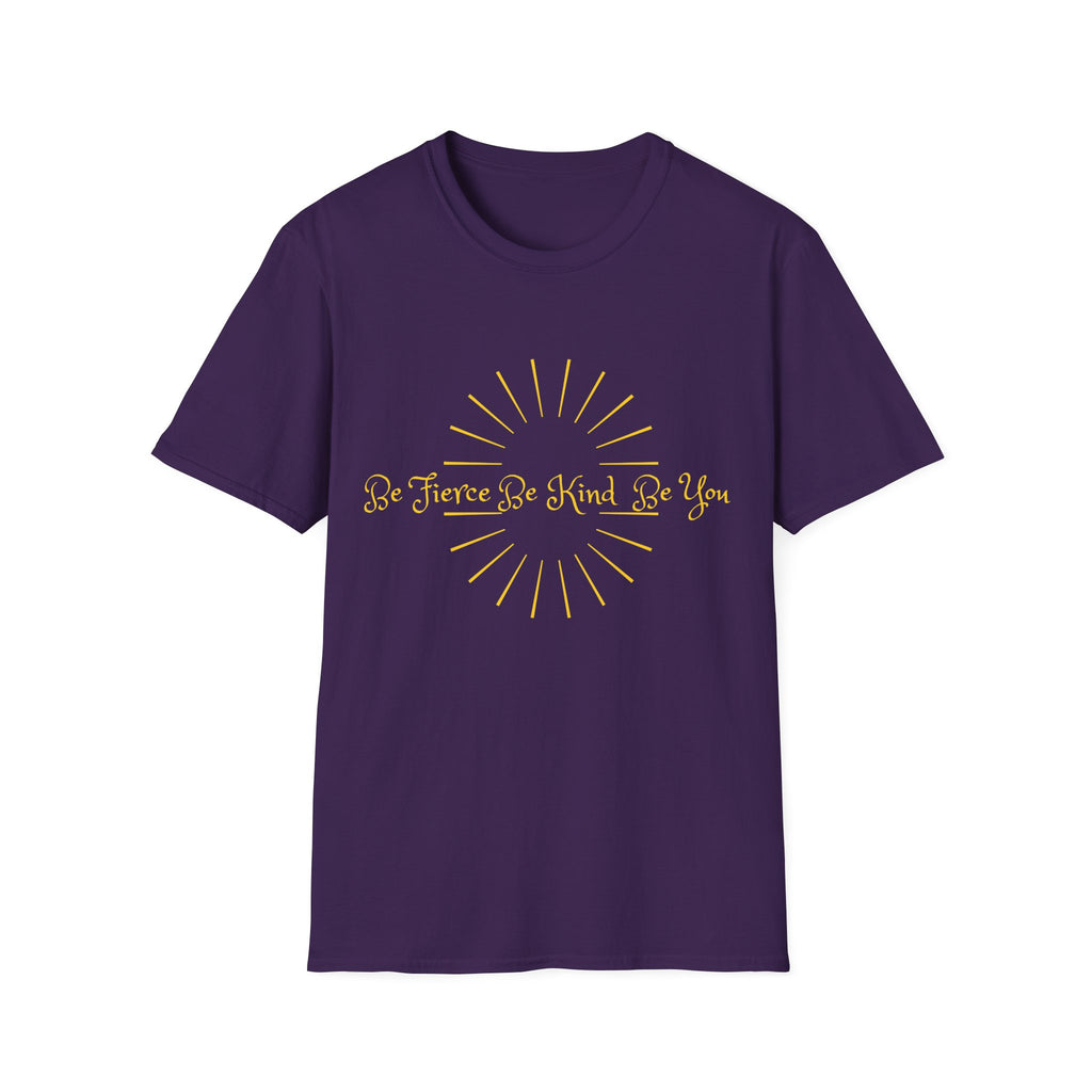 T-Shirt — 'Be Fierce Be Kind Be You' Gold Sun Graphic Tee