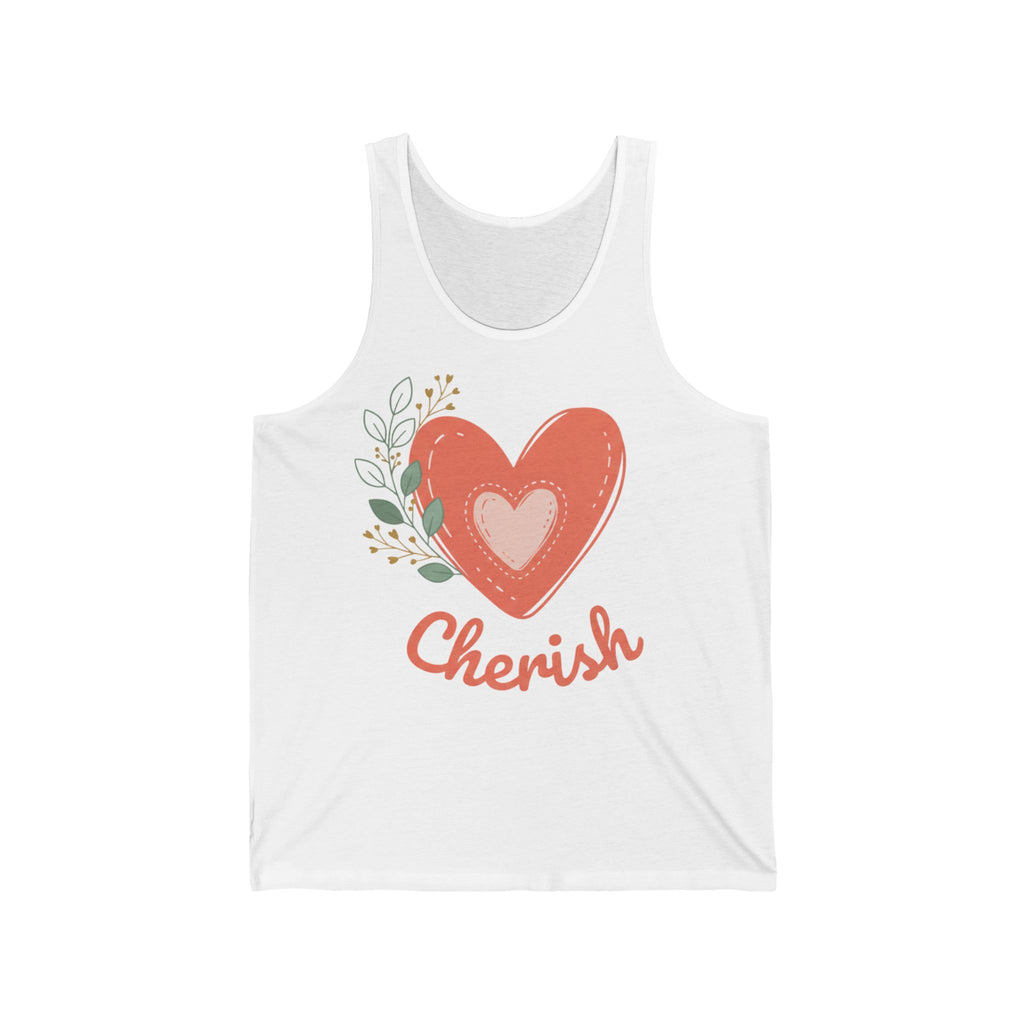 Cherish Heart Tank Top — Floral Love Graphic Jersey Tank