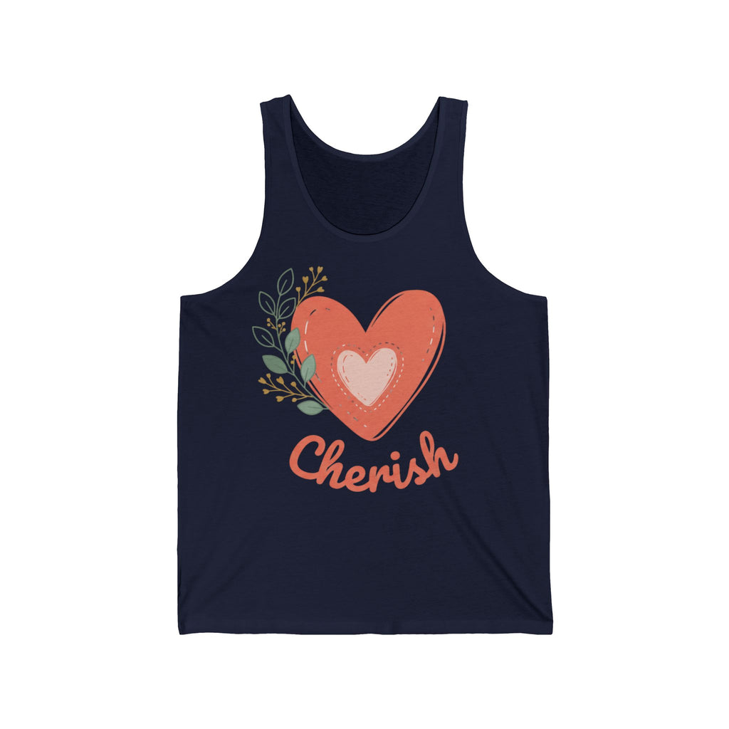 Cherish Heart Tank Top — Floral Love Graphic Jersey Tank
