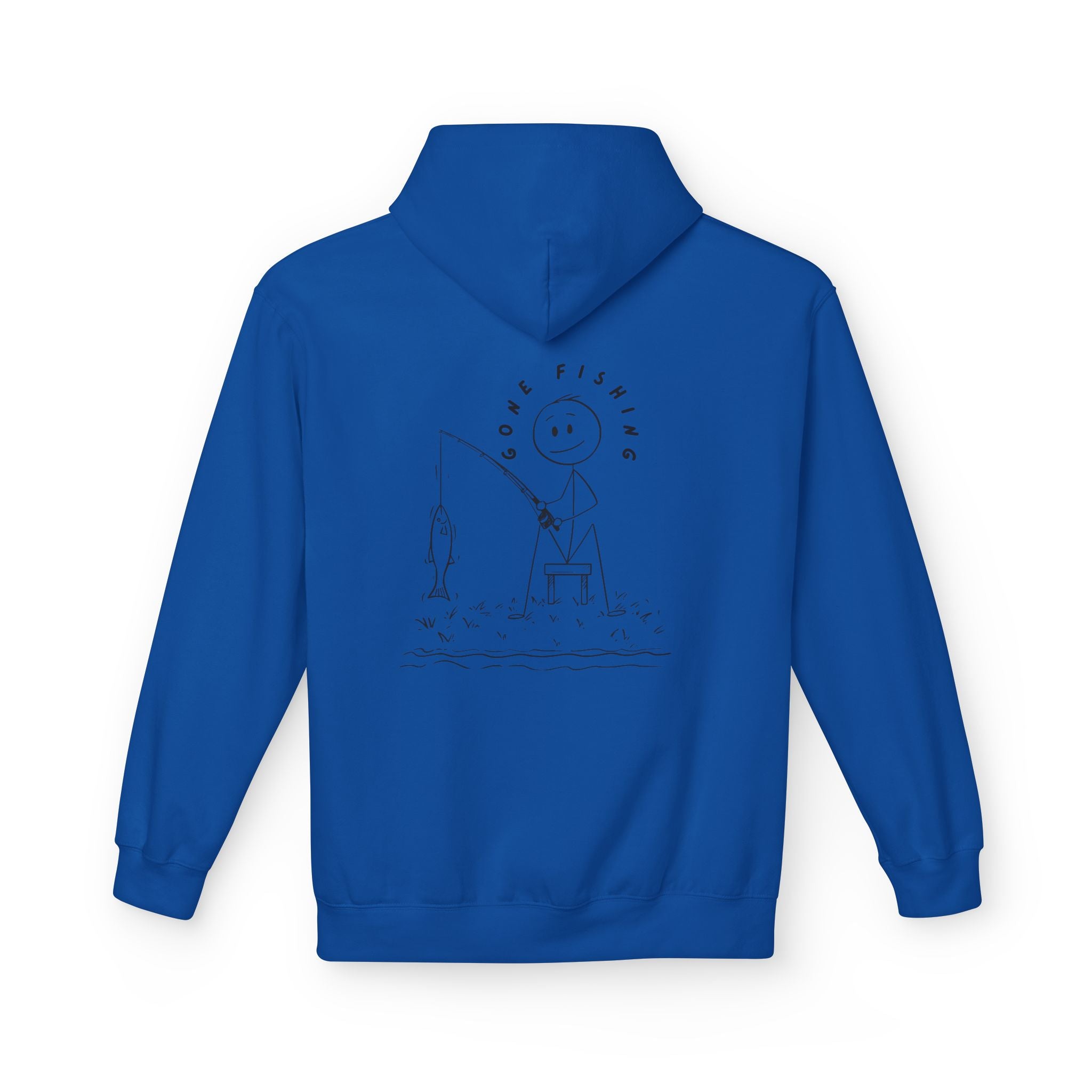 Fishing Stick Figure Hoodie — "Gone Fishing" Casual Pullover