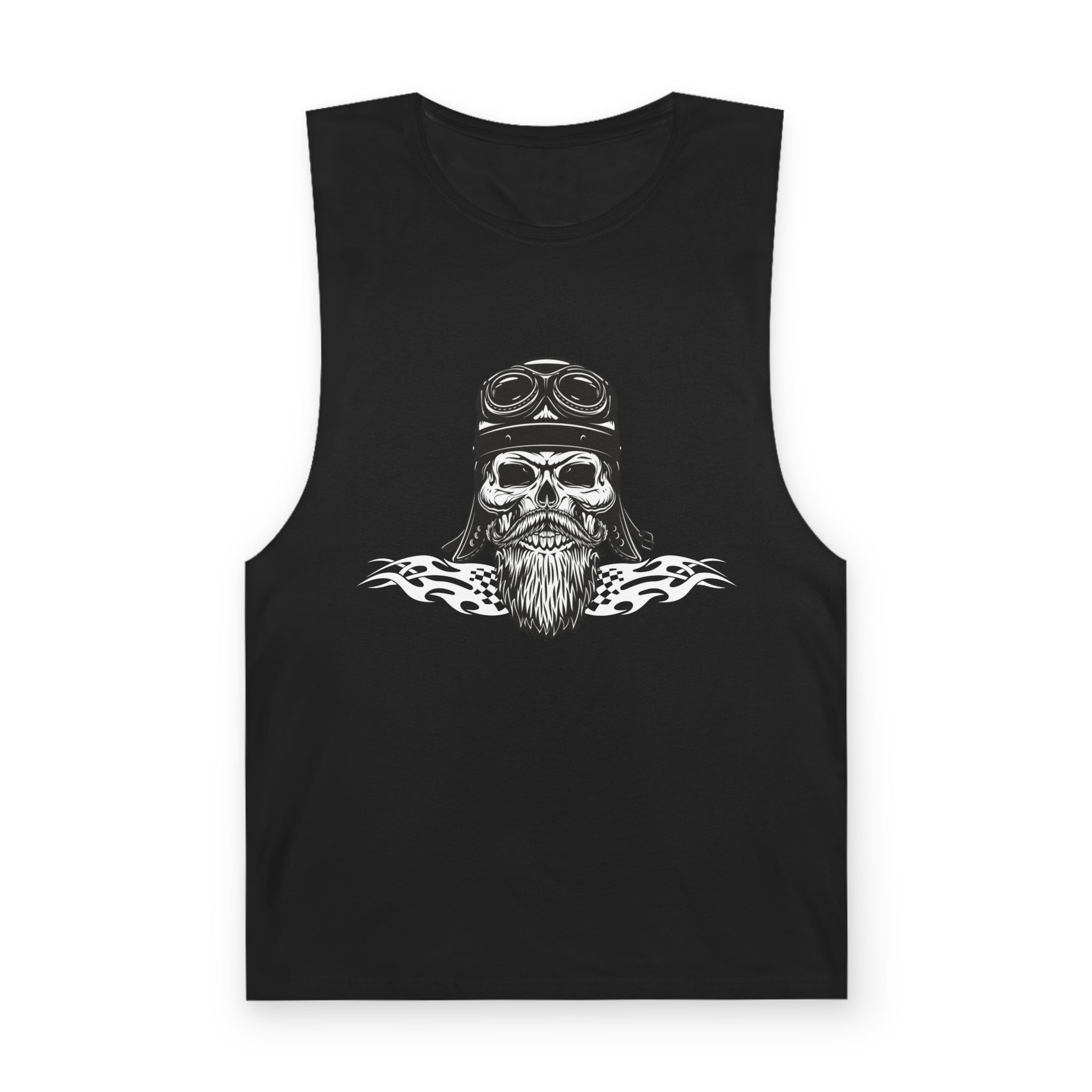 Skull Biker Tank Top — Vintage Pilot Helmet & Beard Graphic