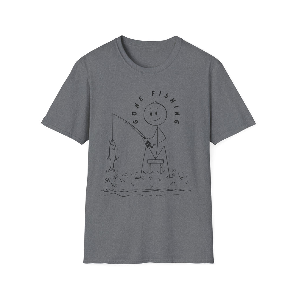 Cute Stick Figure Fishing Man- Tee