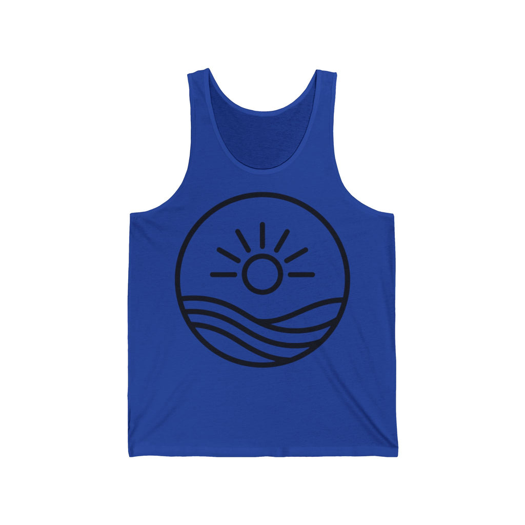 Sunrise Waves Tank Top — Minimal Beach Graphic Summer Tank