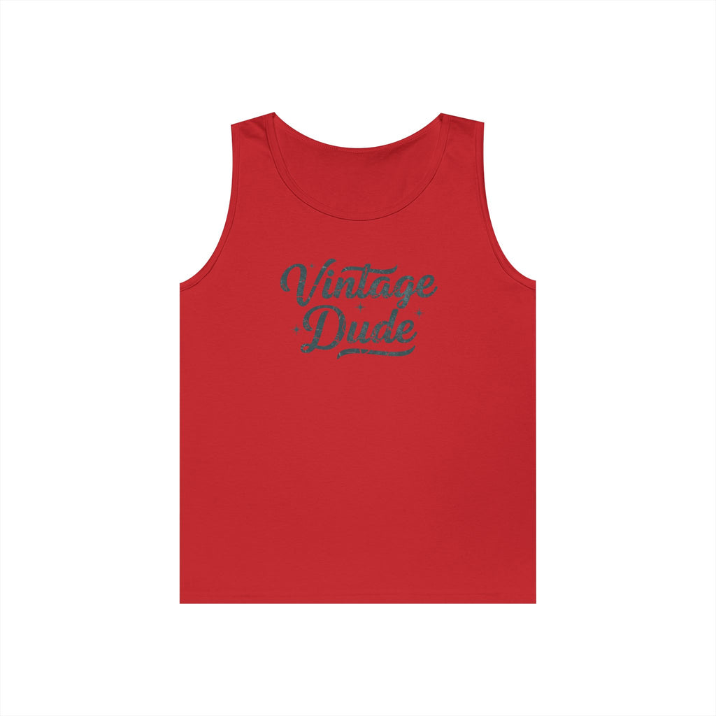 Vintage Dude Tank Top — Retro Script Graphic Sleeveless Shirt