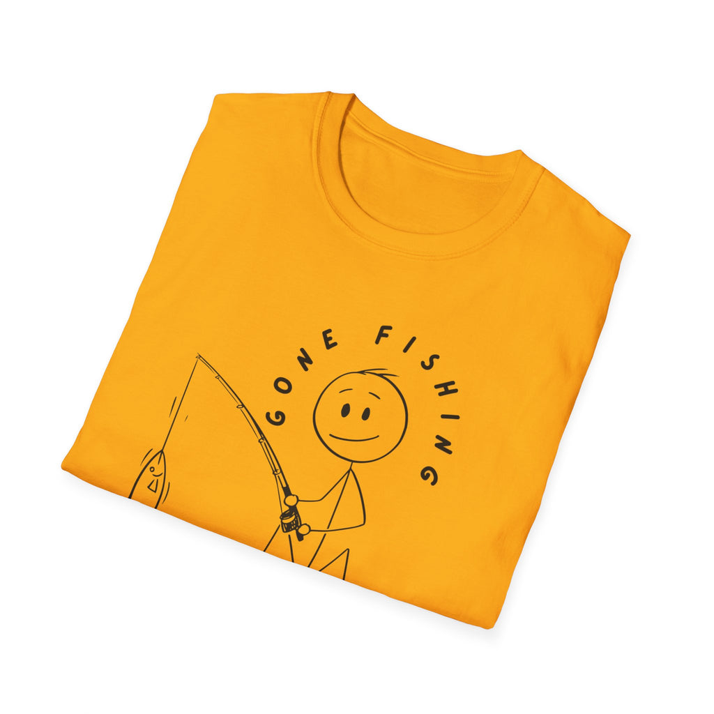 Cute Stick Figure Fishing Man- Tee
