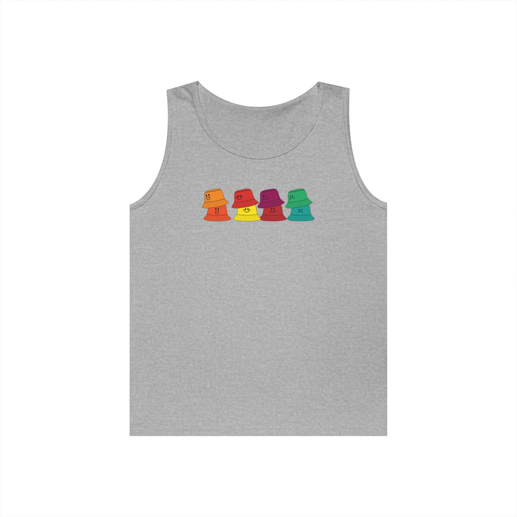 Bucket Hat Rainbow Tank Top — Colorful Retro Summer Beachwear