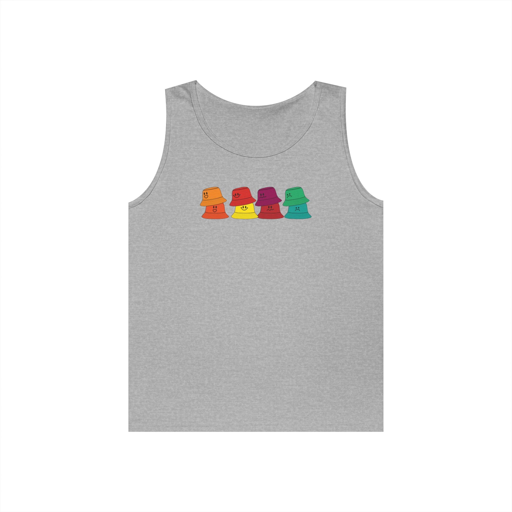 Bucket Hat Rainbow Tank Top — Colorful Retro Summer Beachwear