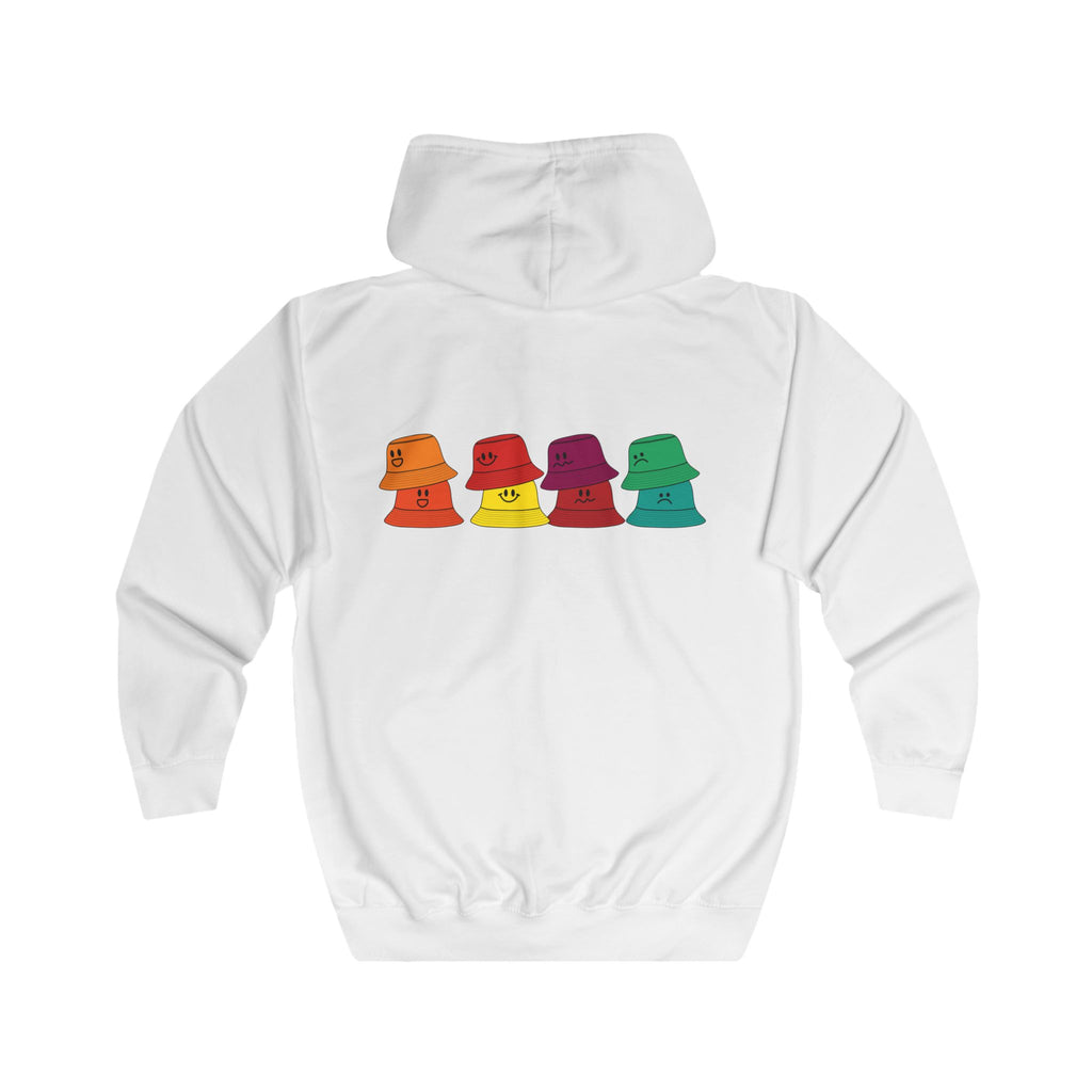 Bucket Hat Rainbow Zip Hoodie — Colorful Retro
