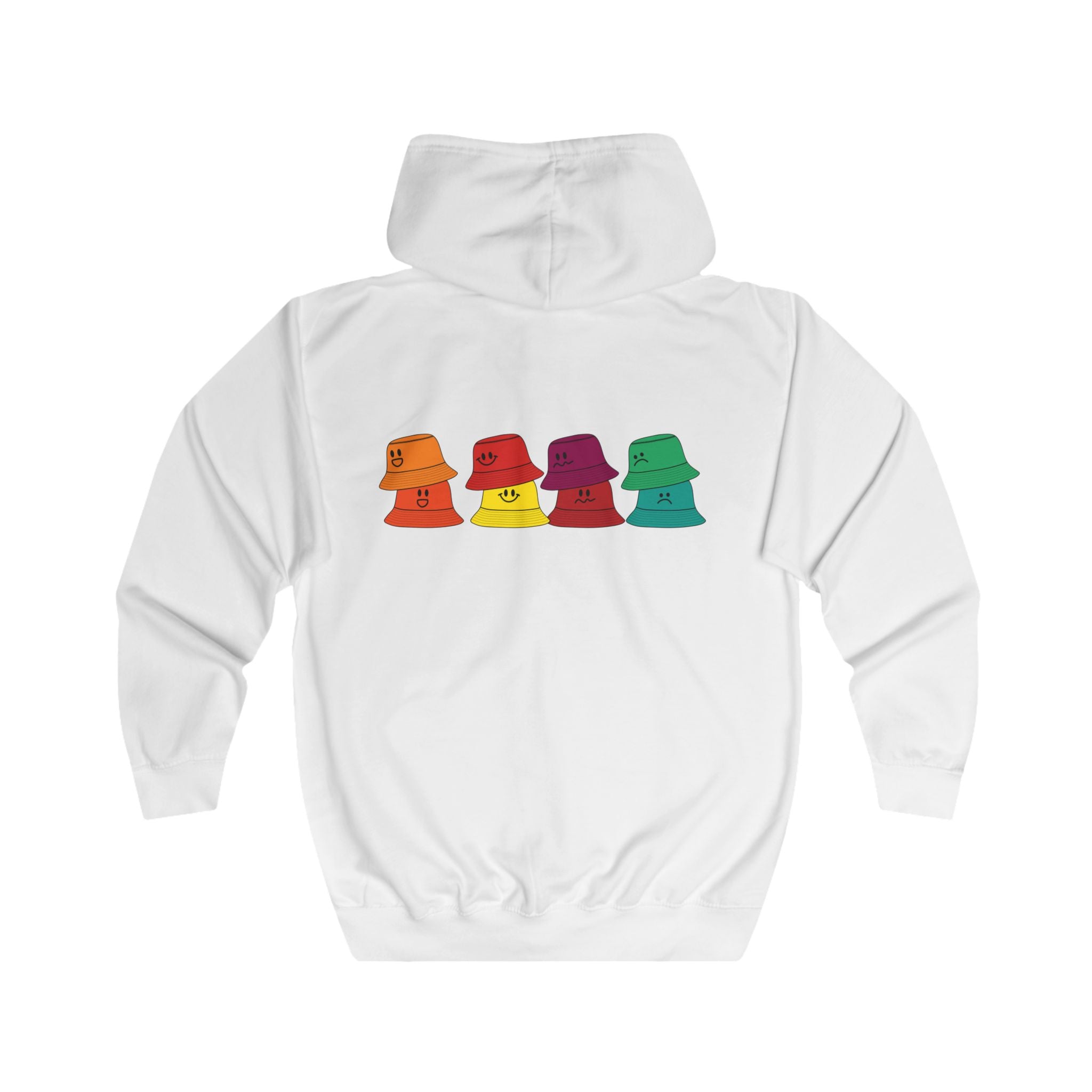 Bucket Hat Rainbow Zip Hoodie — Colorful Retro