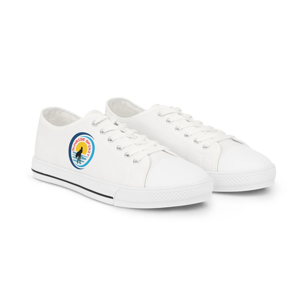 Men's Low Top Sneakers — Sunset Surf Patch Casual Canvas Shoes