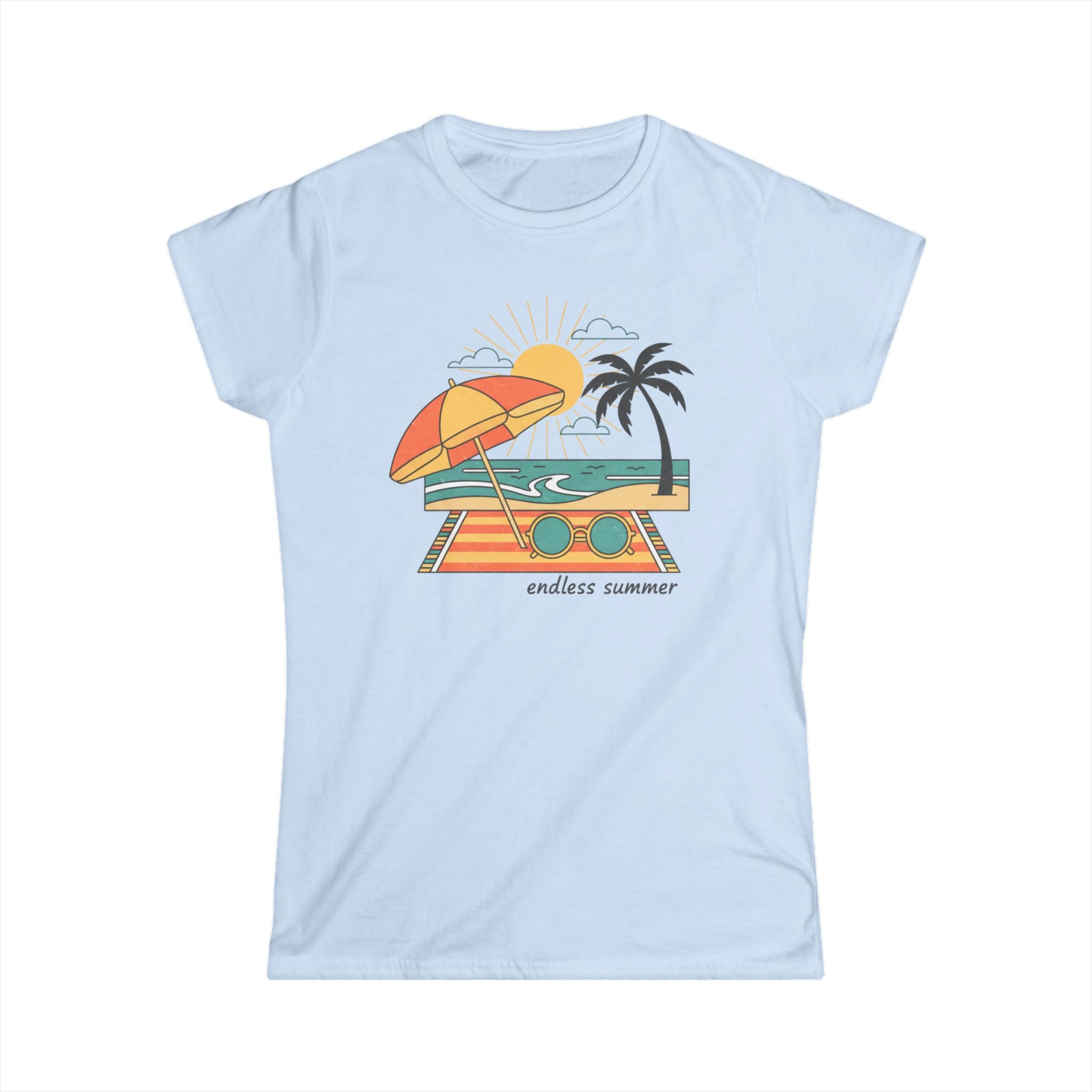Endless Summer Women's Tee — Retro Beach Palm Tree Graphic T-Shirt
