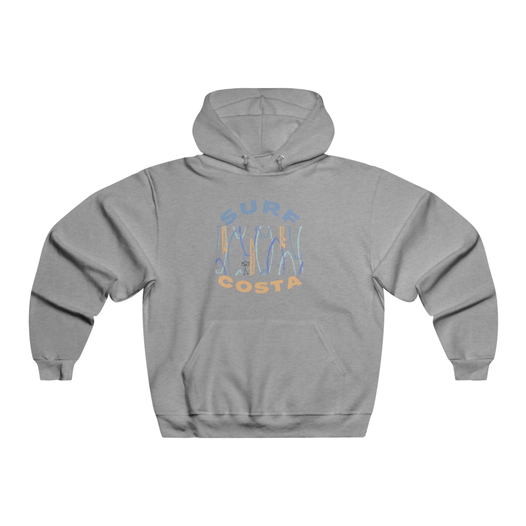 Surf Costa Hoodie — Retro Surfboard Graphic Pullover