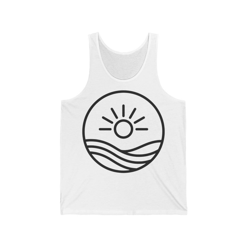 Sunrise Waves Tank Top — Minimal Beach Graphic Summer Tank