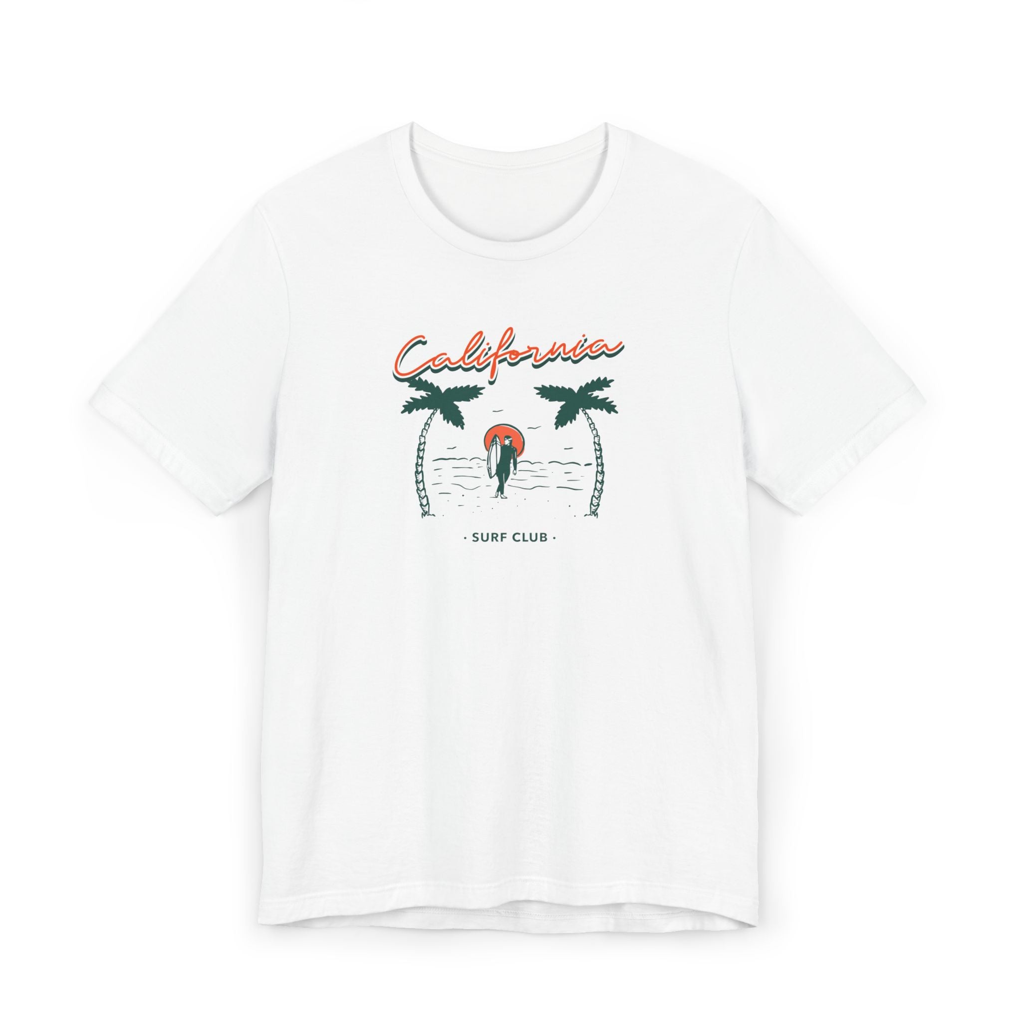 Surf Club T-Shirt — Retro Palm Trees & Surfer