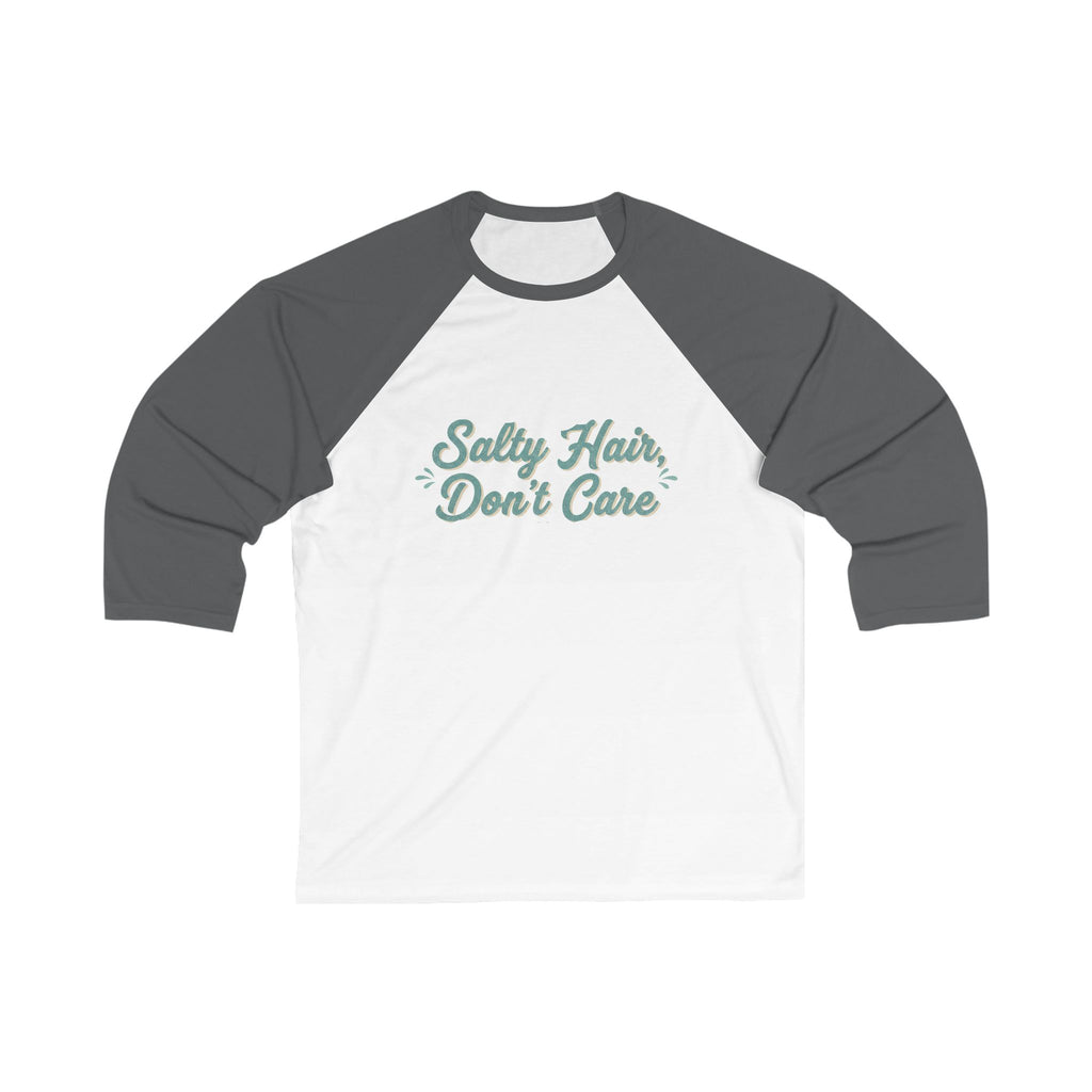Baseball Tee — "Salty Hair, Don't Care" Beach Raglan Shirt