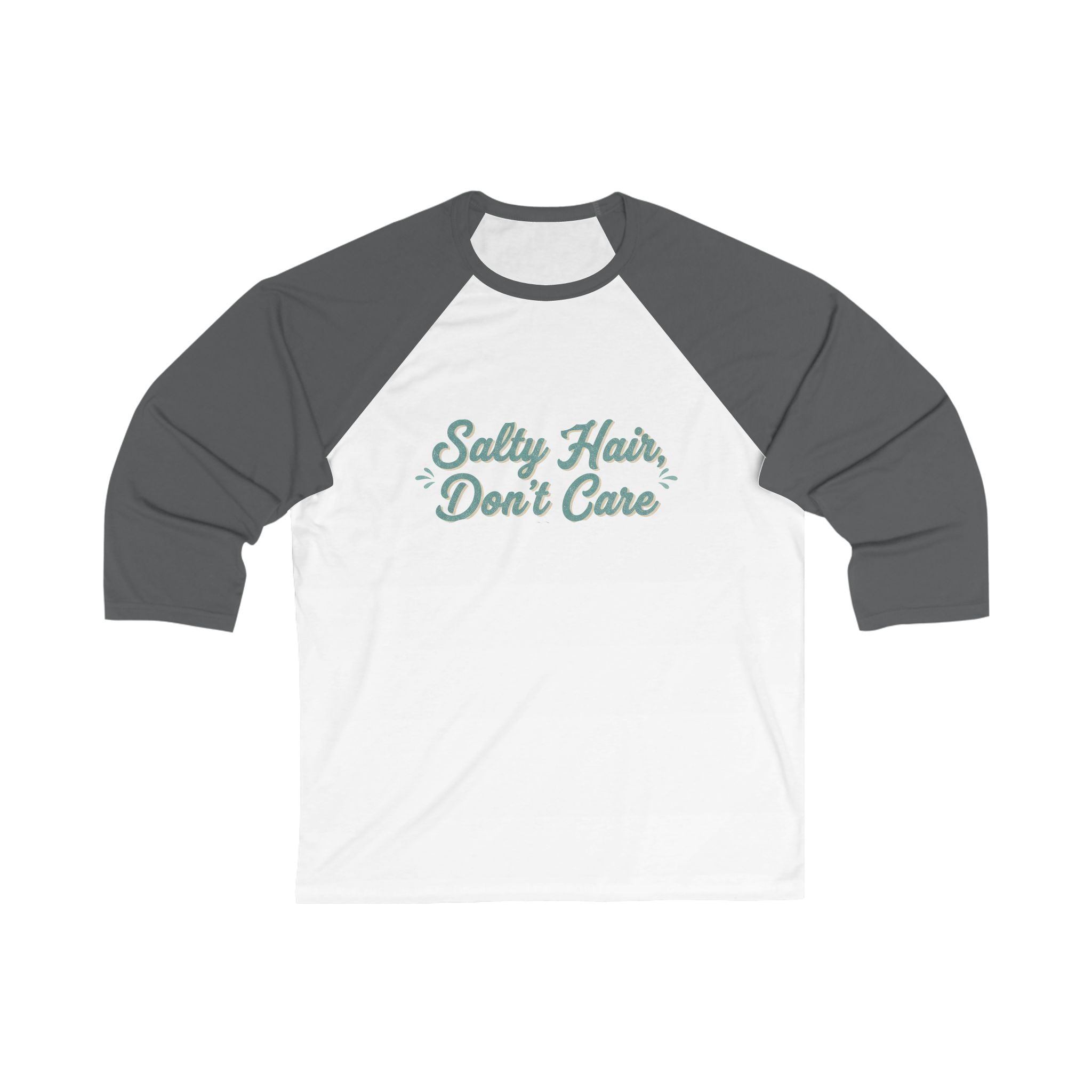 Baseball Tee — "Salty Hair, Don't Care" Beach Raglan Shirt
