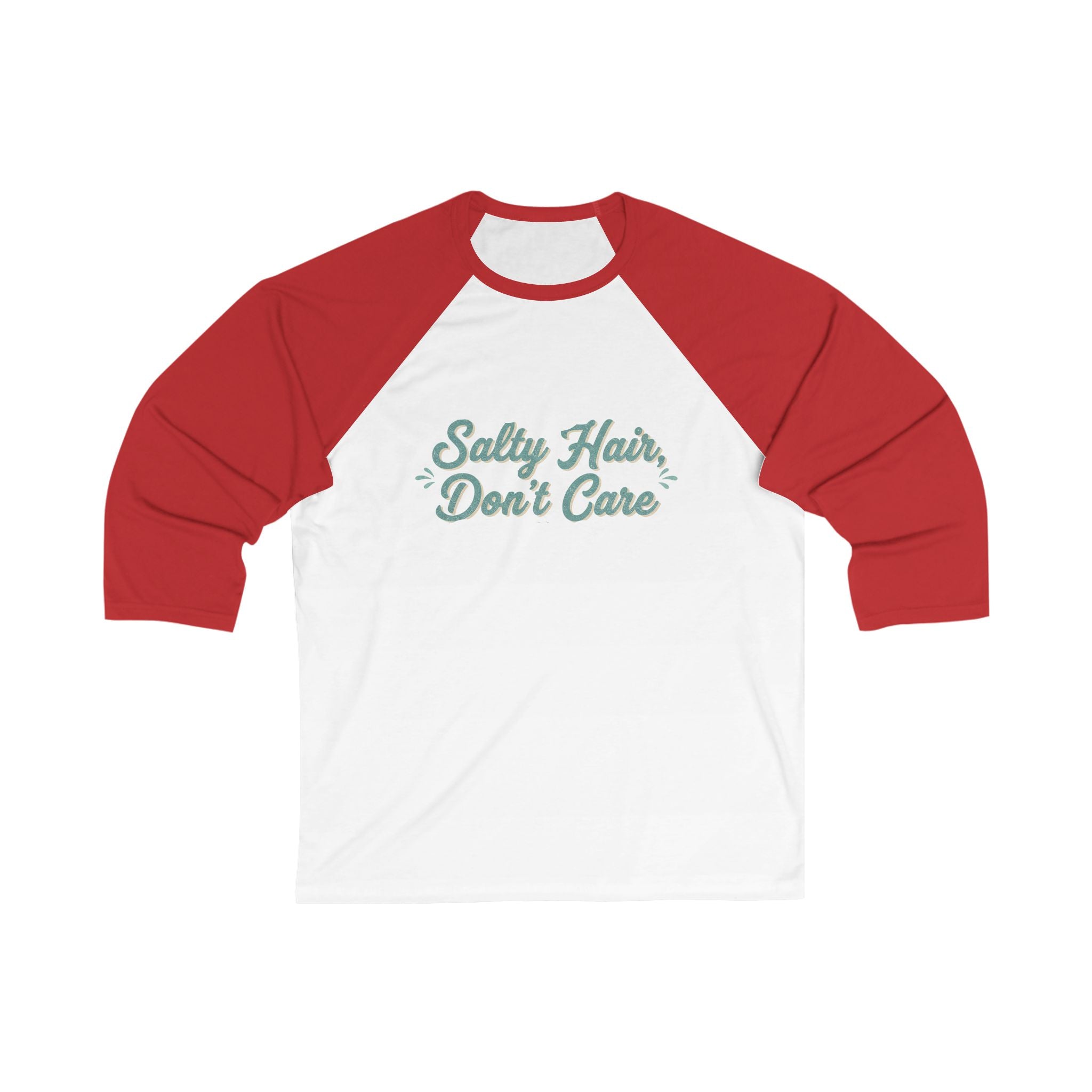 Baseball Tee — "Salty Hair, Don't Care" Beach Raglan Shirt