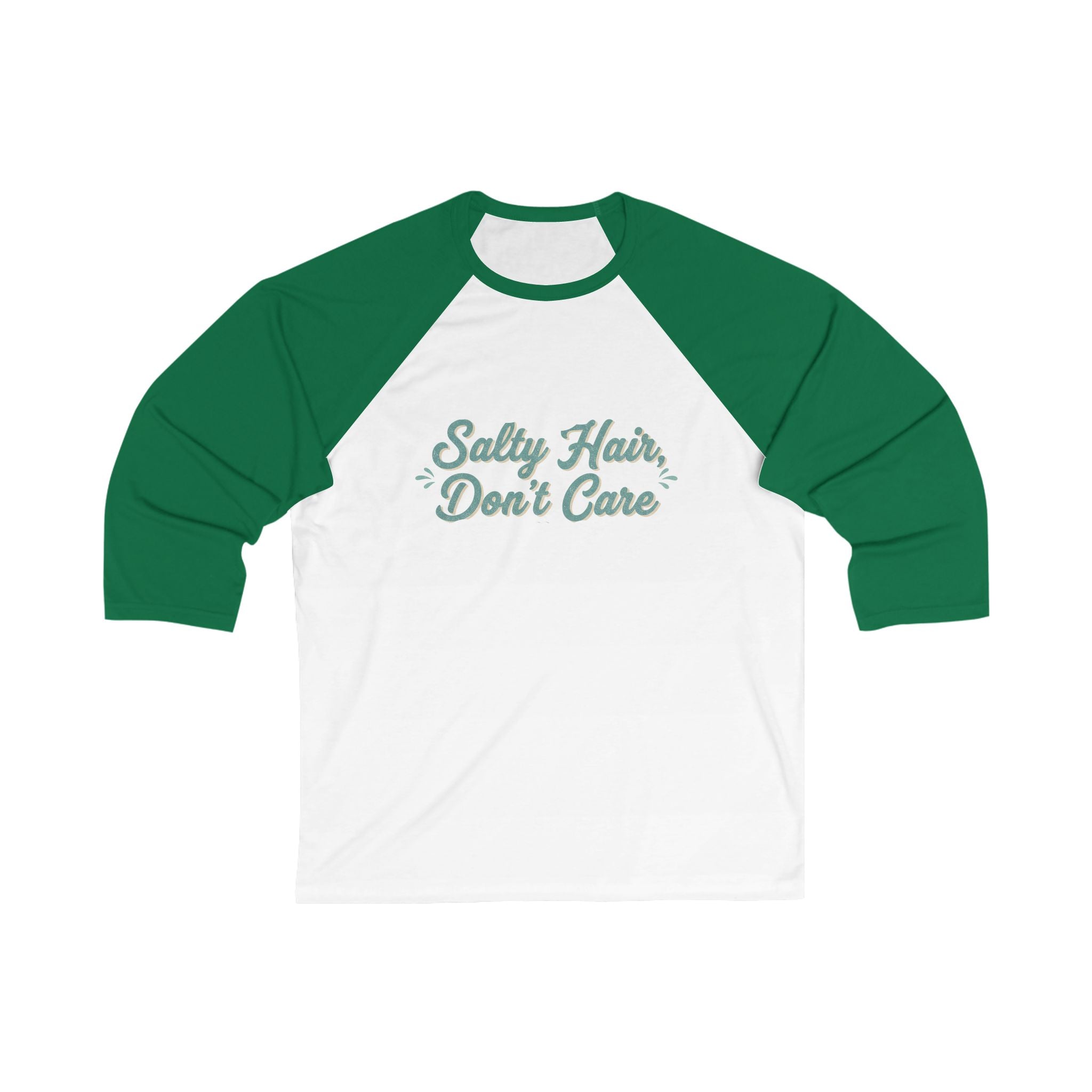 Baseball Tee — "Salty Hair, Don't Care" Beach Raglan Shirt