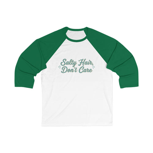 Baseball Tee — "Salty Hair, Don't Care" Beach Raglan Shirt