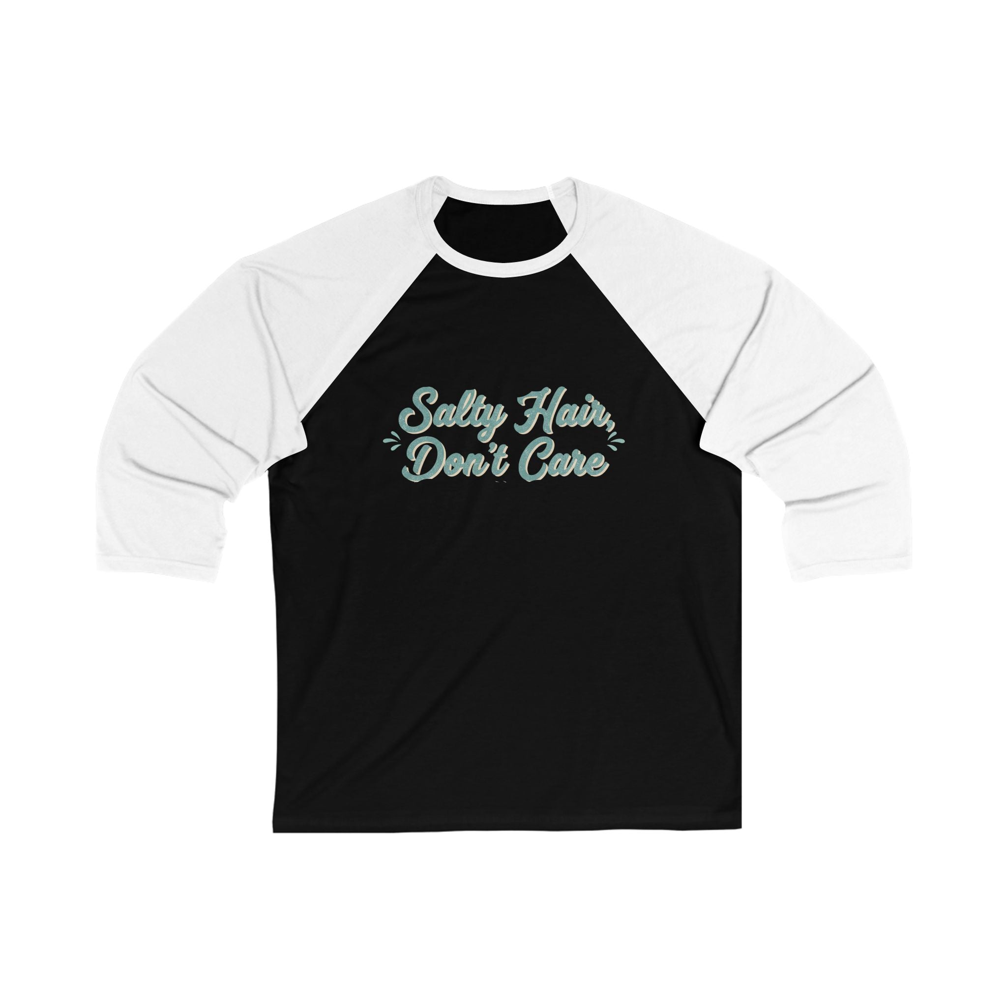 Baseball Tee — "Salty Hair, Don't Care" Beach Raglan Shirt