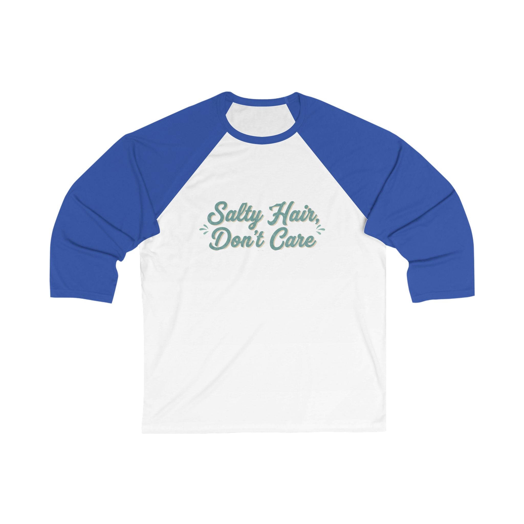 Baseball Tee — "Salty Hair, Don't Care" Beach Raglan Shirt