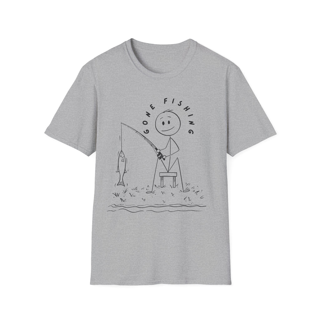 Cute Stick Figure Fishing Man- Tee