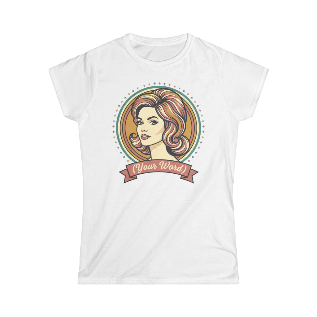 Retro Femme Portrait Tee — Customizable "Your Word" Ribbon