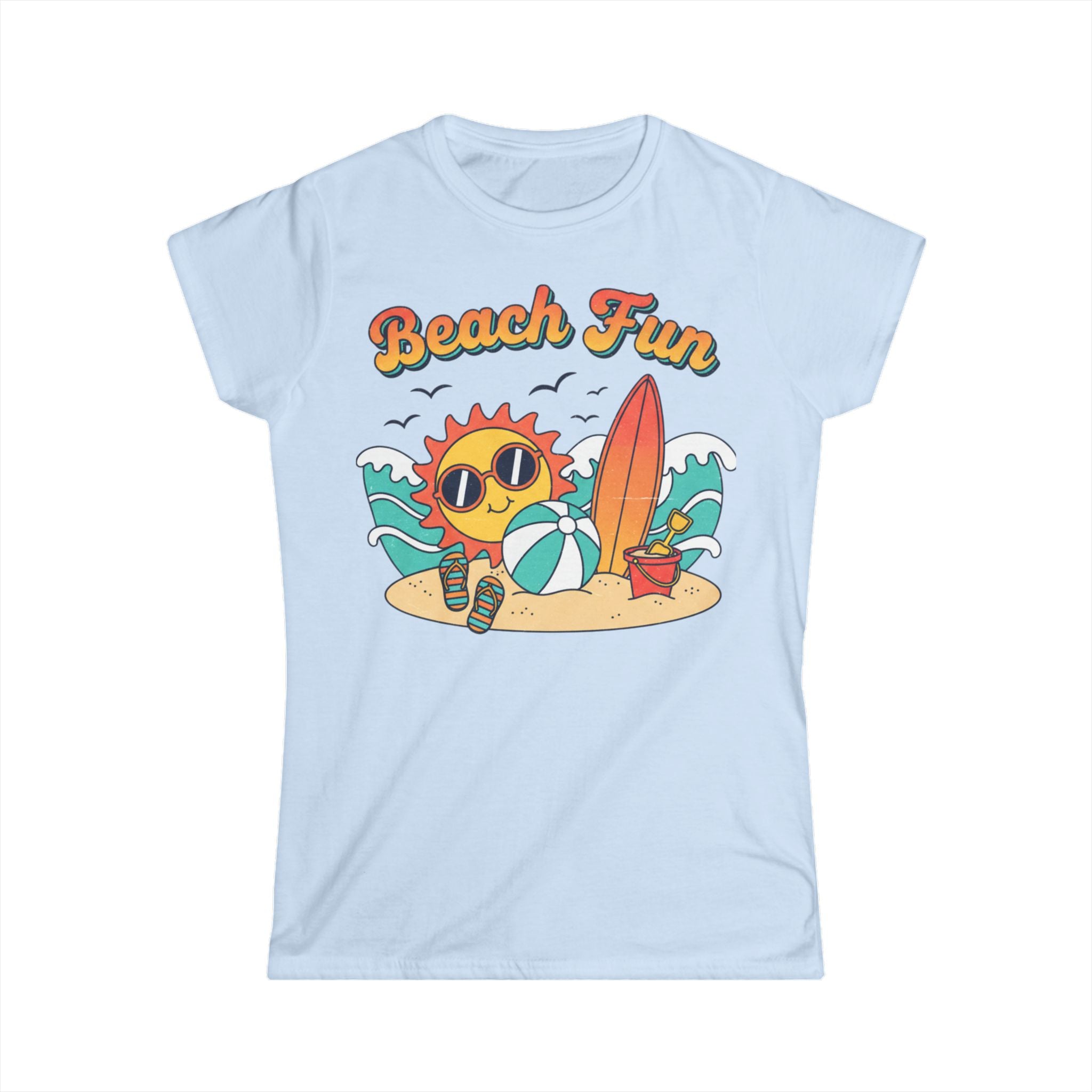 Beach Fun Women's Tee — Cute Sun Surfboard  Summer Shirt