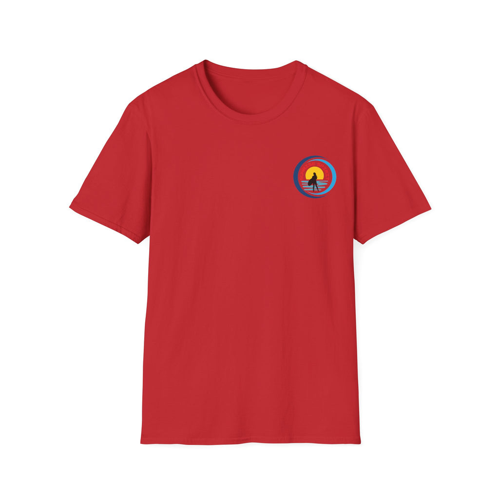 Sunset Surfing Women T-Shirt — Female Surfer Looking Into Sunset
