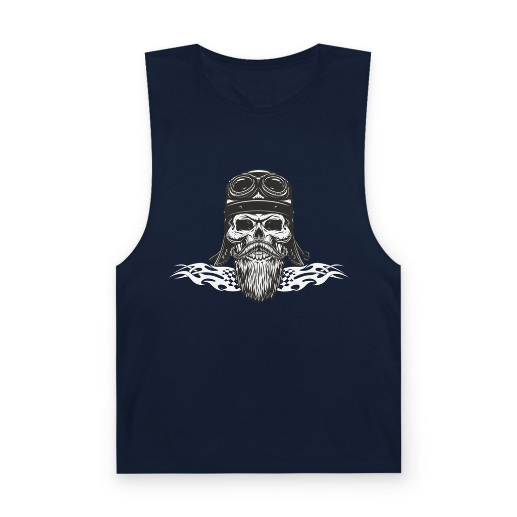 Skull Biker Tank Top — Vintage Pilot Helmet & Beard Graphic
