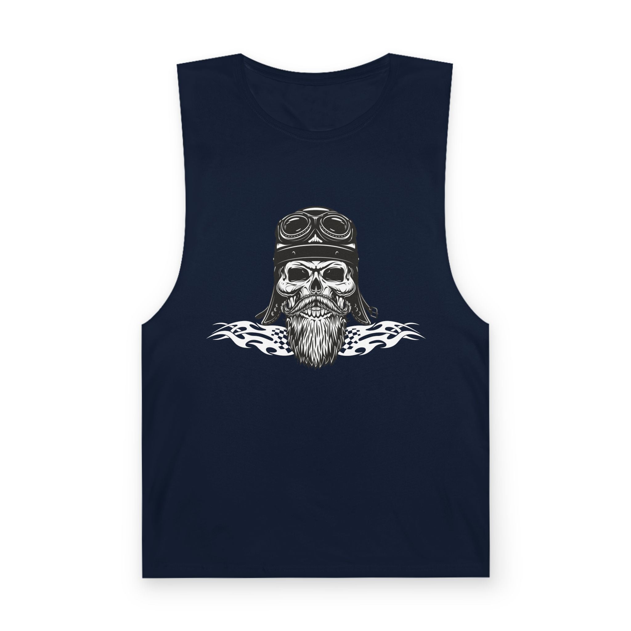 Skull Biker Tank Top — Vintage Pilot Helmet & Beard Graphic