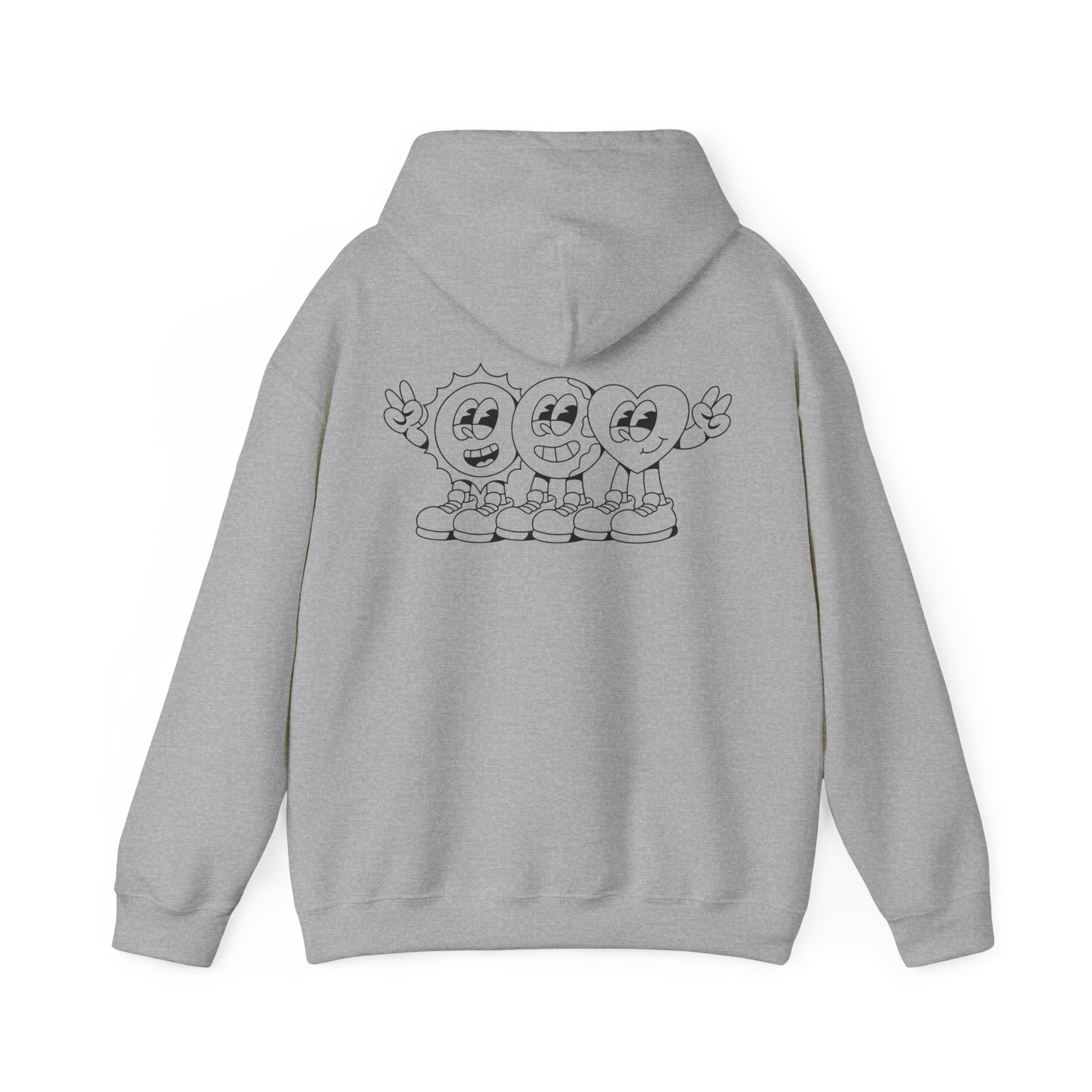 Smiley Trio Hoodie — Retro Cartoon Characters Pullover