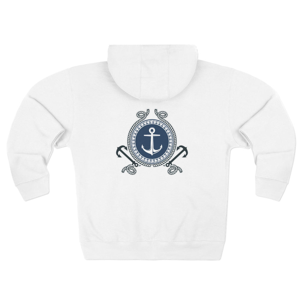 Nautical Anchor Zip Hoodie – Vintage Maritime Navy Crest