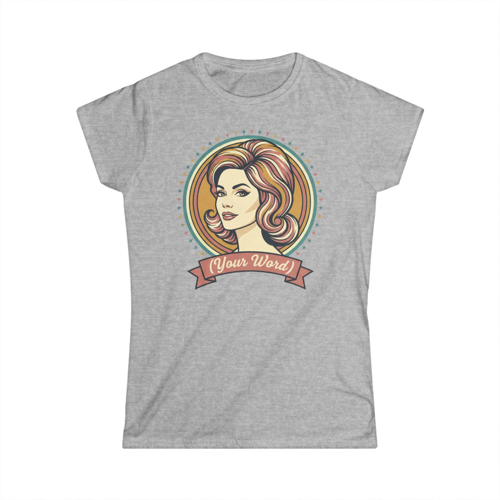 Retro Femme Portrait Tee — Customizable "Your Word" Ribbon